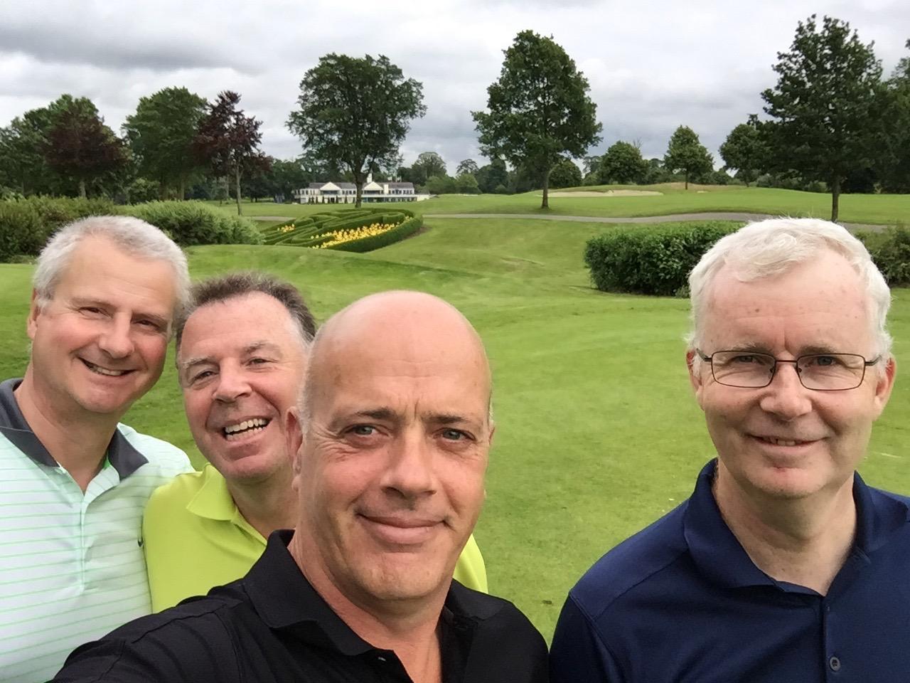 Eoin (second from right) enjoying golf with the Jubilee group (their regular fourball match).