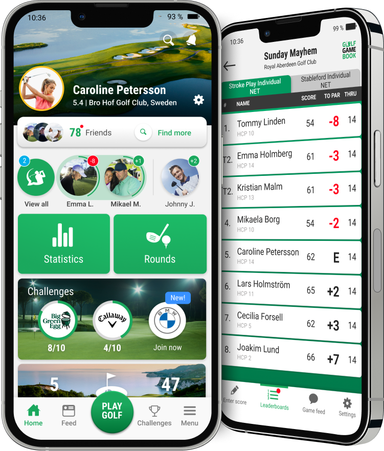 Golf GameBook - Phones - Home & Leaderboard