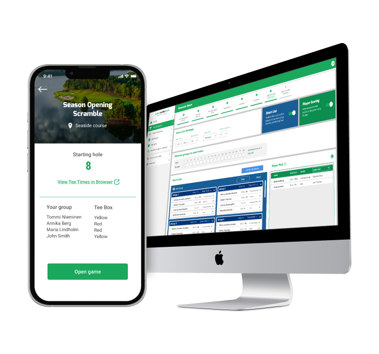 Tournament Manager Software makes it easy for the organizer to finalize pairings and publish start lists, and player can see their own tee time in the Golf GameBook app.