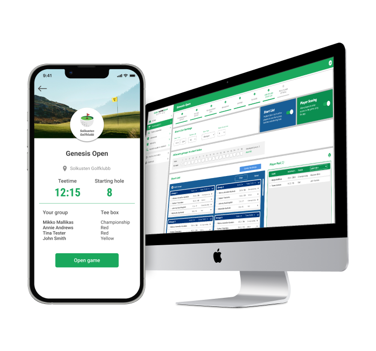 Tournament Manager Software makes it easy for the organizer to finalize pairings and publish start lists, and player can see their own tee time in the Golf GameBook app.
